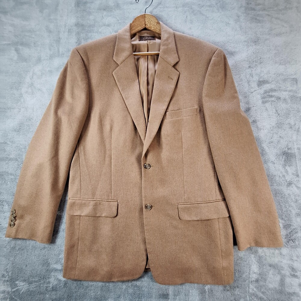 Tasso Elba Blazer Sport Coat Mens Large Camel 100% Camelhair Italian Fabric